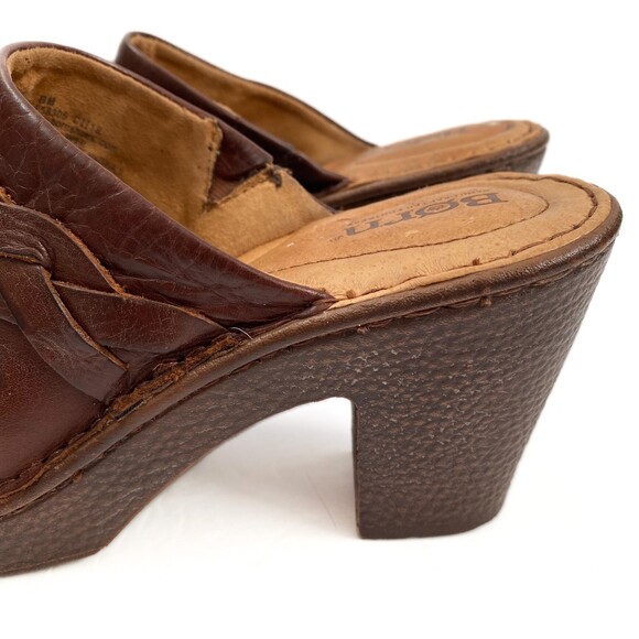 Børn Dark Brown Heeled Slip On Braided Acents Clog Mule Size 8 - Picture 6 of 13